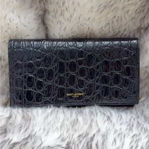 Saint Laurent YSL Black Croc-Embossed Women's Bag